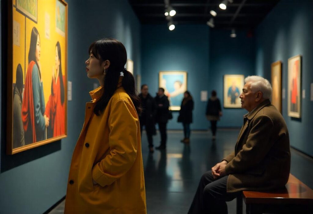 Asians touring and sightseeing of arts in the museum