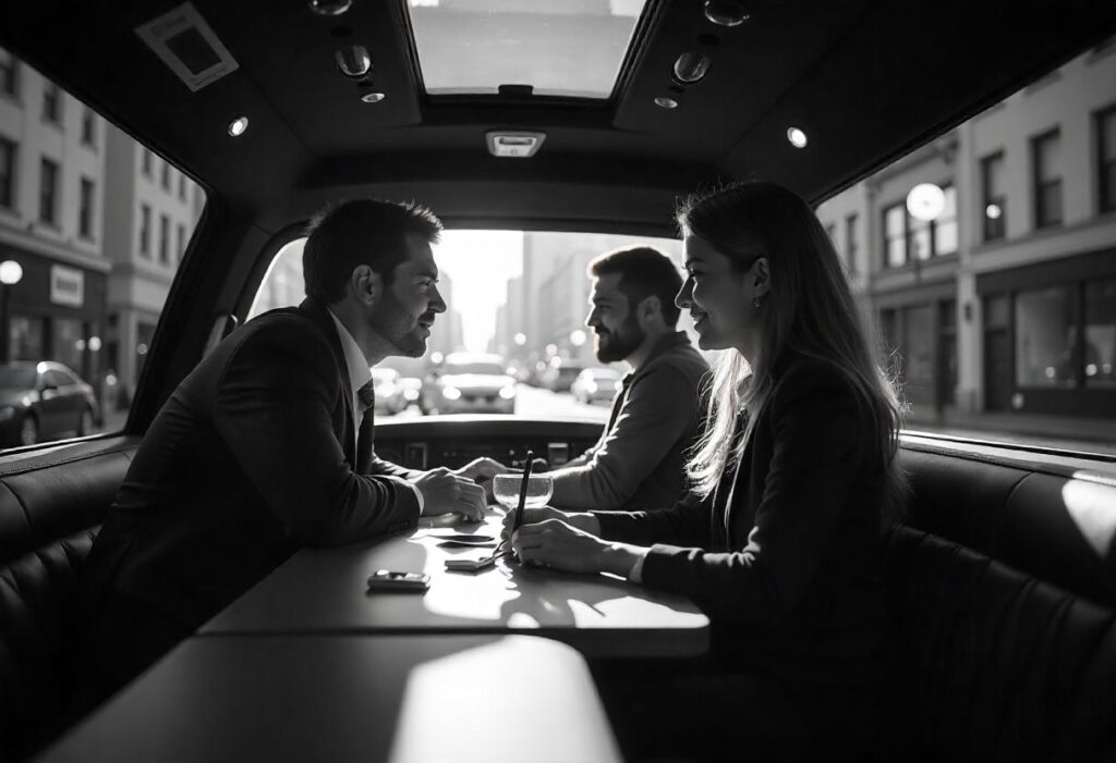 Professioanl Employees Booking and Riding a Luxury Chauffeur Service