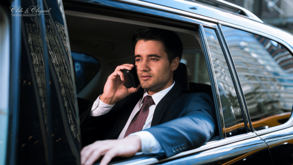 VIP client in the car calling for limousine car booking