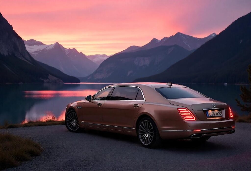 Limo park near the lake with beautiful mountain view