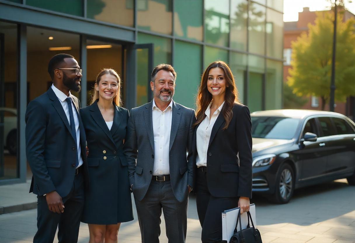 Corporate Employees Standing Outside The Building For Corporate Limo In Palo Alto Service
